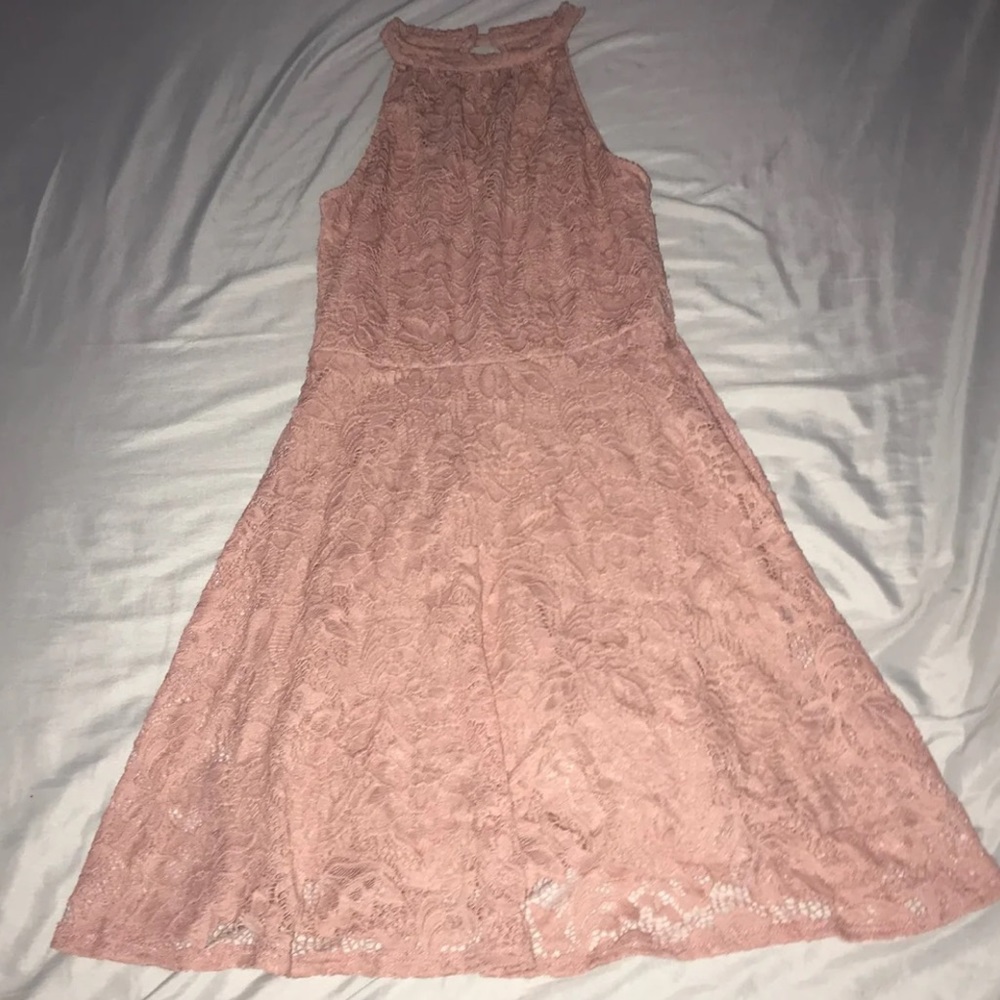 Pink floral lace dress